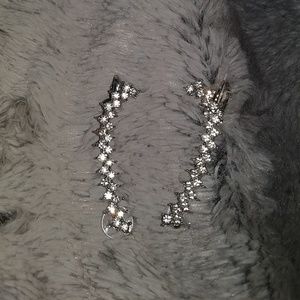 Silver diamond earring cuffs